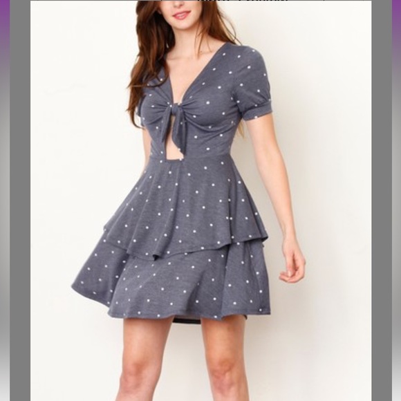NWT•1X•CREME DE LA CREME ALL AMERICAN FUN POLKA DOT TIERED DRESS - Picture 3 of 12